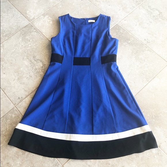 calvin klein colorblock fit and flare dress